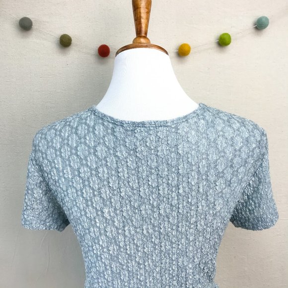 Clio Textured Career Top in Light Blue - Petite Medium - Picture 5 of 16